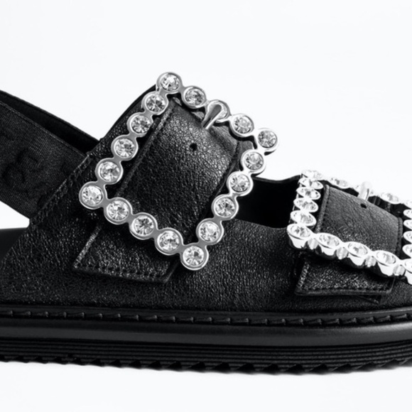 Zadig & Voltaire Alpha Grunge Jewel Buckle Sandals - Picture 4 of 11